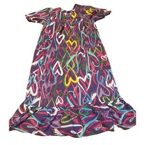 Anthony Richards Colorful Heart Print Lounge Dress Women’s SP Short Sleeve